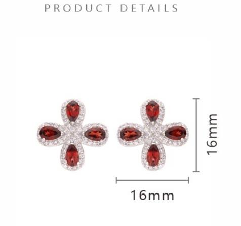 S925 Sterling Silver Earrings Inlaid With Four Leaf Clover Design